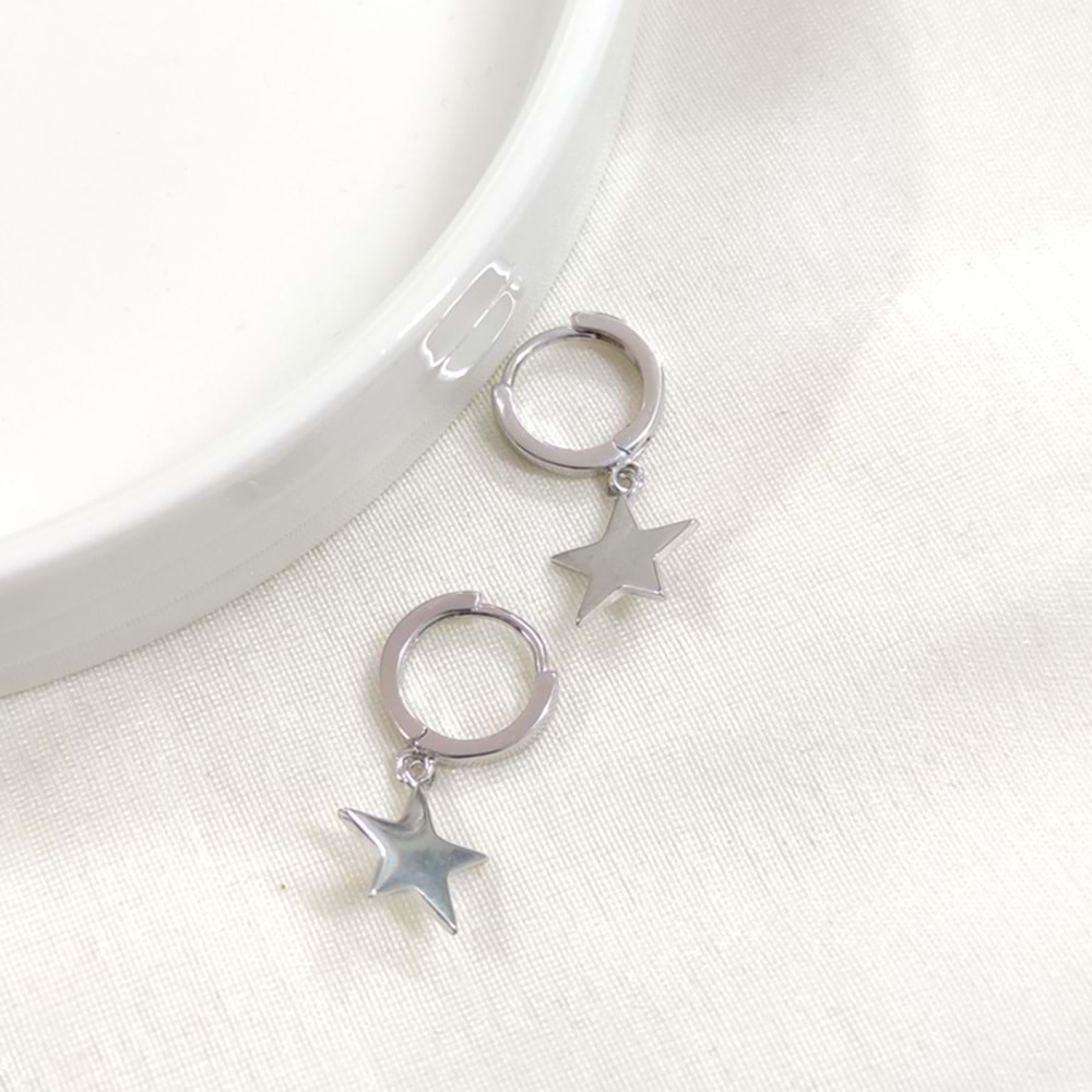 İTHAL YILDIZ 10 MM HALKA GÜMÜŞ KÜPE