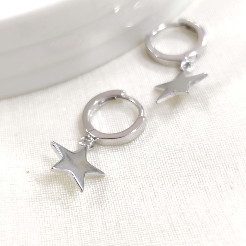 İTHAL YILDIZ 10 MM HALKA GÜMÜŞ KÜPE