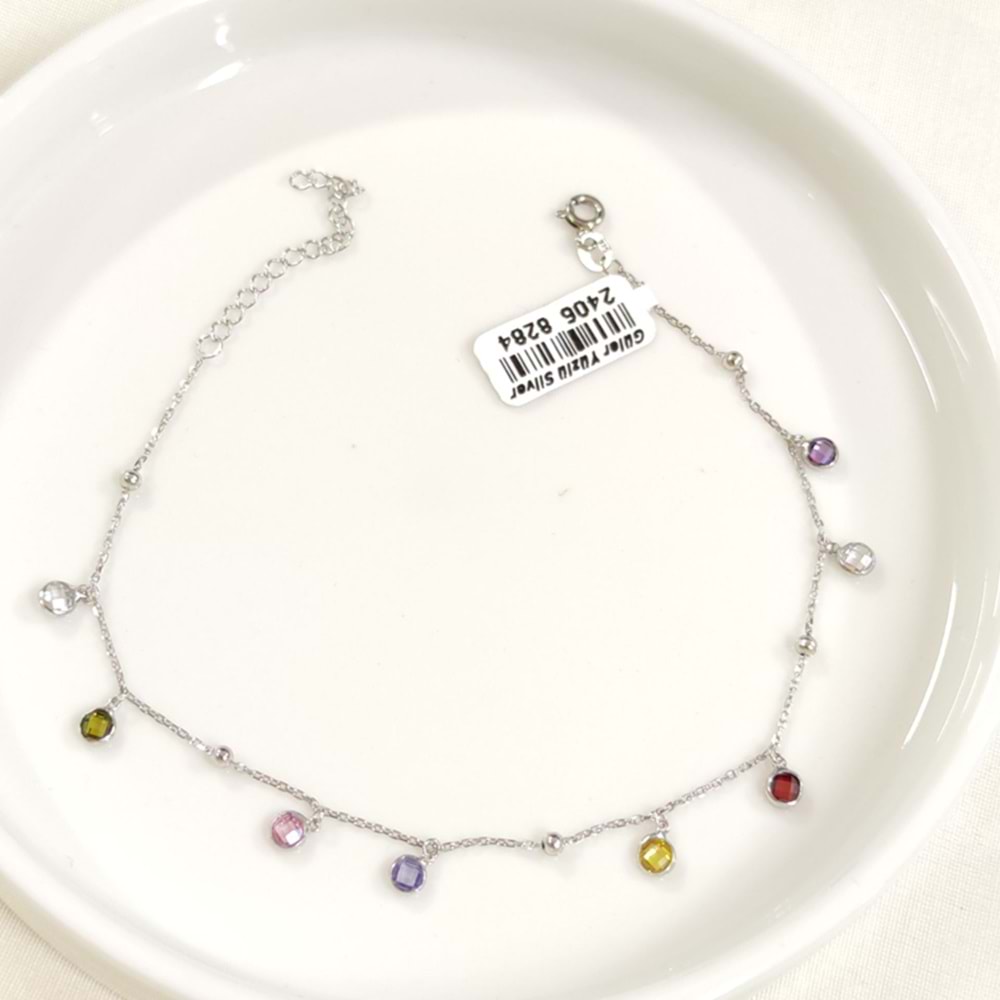 RENKLİ SOFT TAŞLI SALLANTILI GÜMÜŞ HALHAL