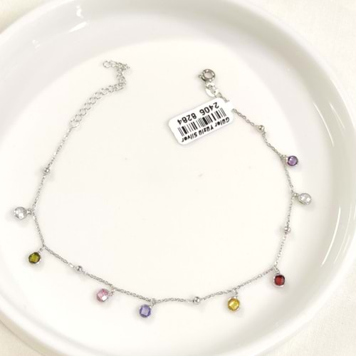 RENKLİ SOFT TAŞLI SALLANTILI GÜMÜŞ HALHAL