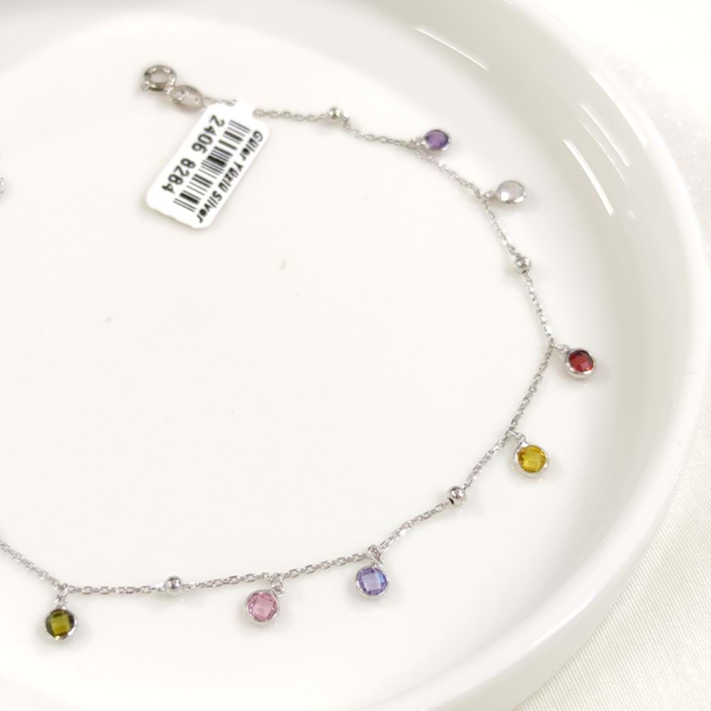 RENKLİ SOFT TAŞLI SALLANTILI GÜMÜŞ HALHAL