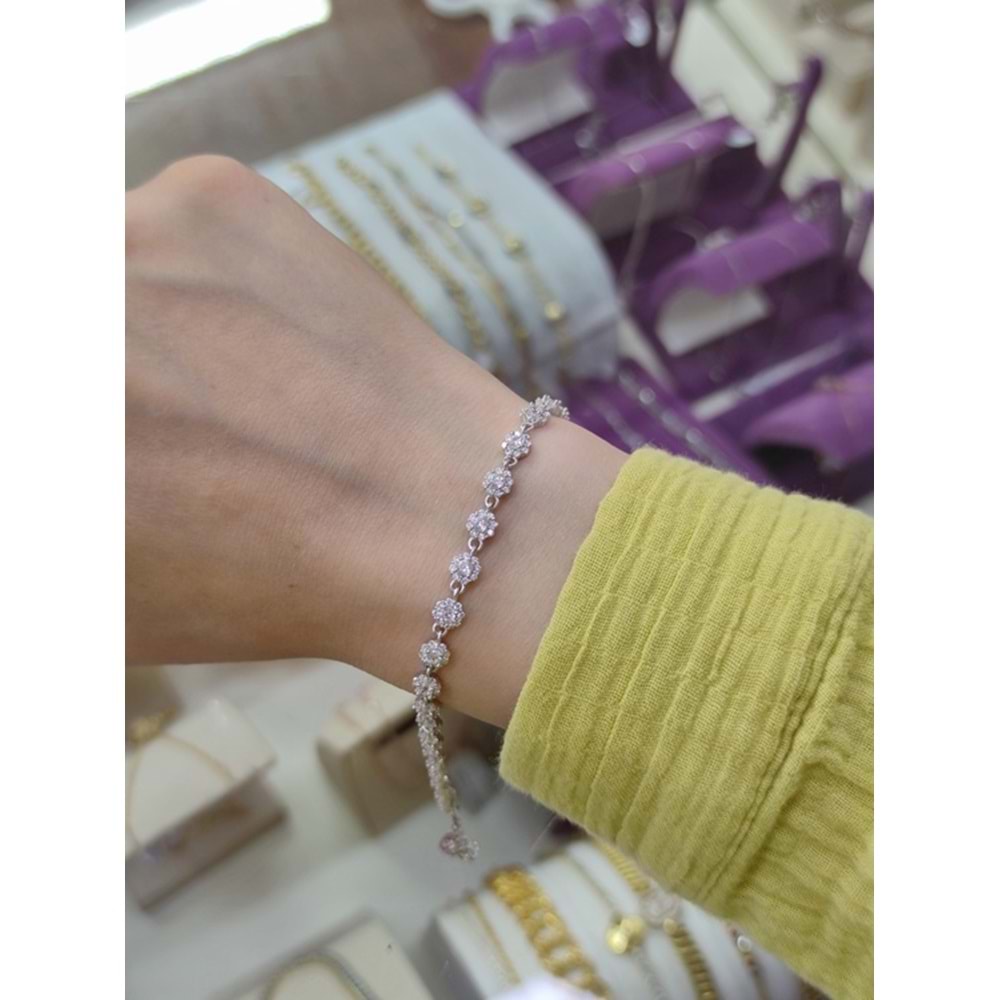 İTHAL 5 MM ÇİÇEK SU YOLU GÜMÜŞ BİLEKLİK