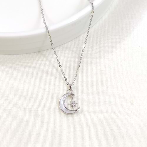 İTHAL SEDEF AY YILDIZ GÜMÜŞ KOLYE