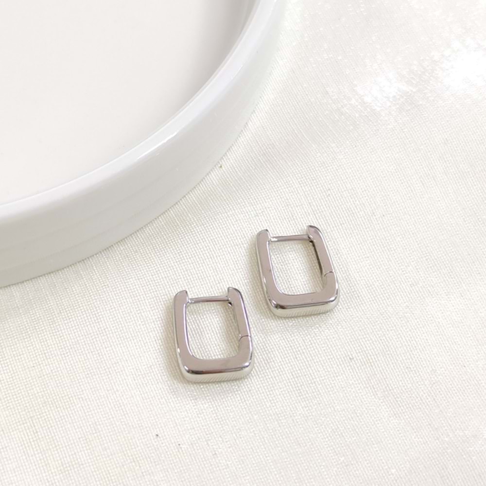 İTHAL DÖRTGEN GÜMÜŞ HALKA KÜPE