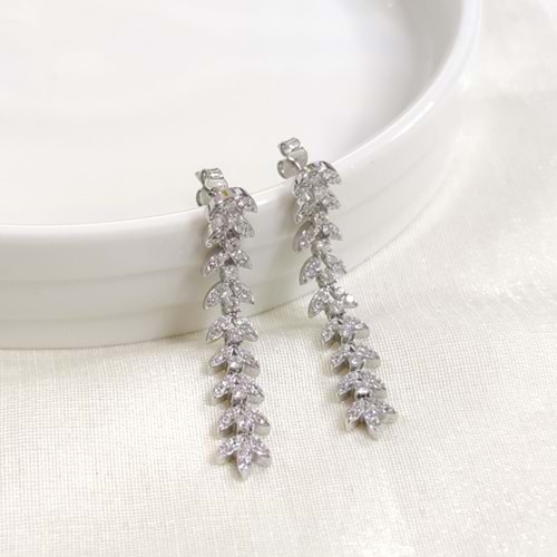 İTHAL 4 CM SALLANTILI YAPRAK GÜMÜŞ ÇİVİ KÜPE