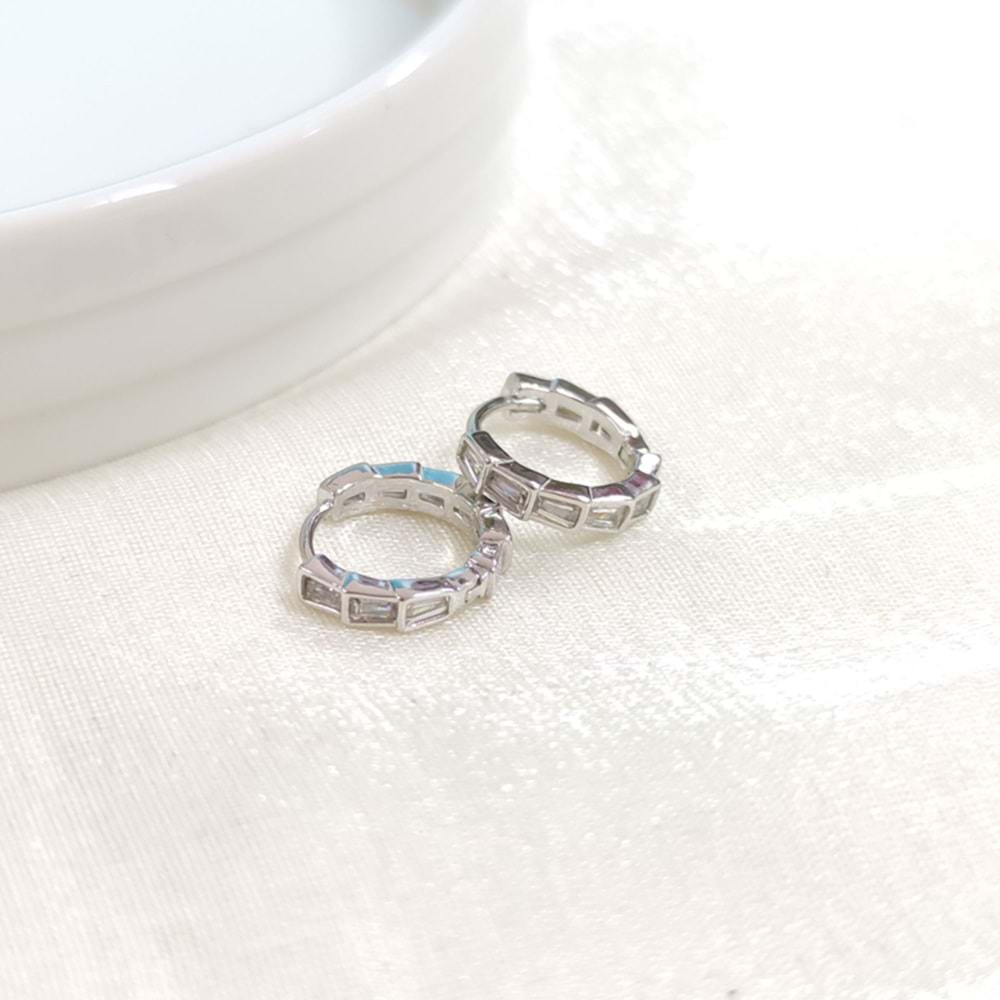 İTHAL 10 MM BAGET DETAY GÜMÜŞ HALKA KÜPE