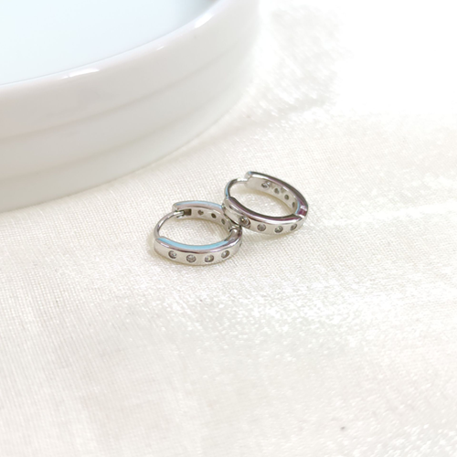 İTHAL 10 MM TAŞ DETAY GÜMÜŞ HALKA KÜPE