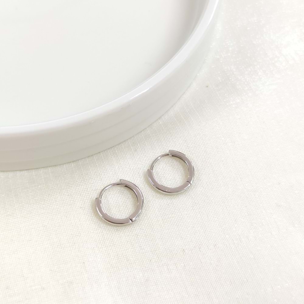 İTHAL 10 MM DÜZ GÜMÜŞ HALKA KÜPE - RODYUM BEYAZ