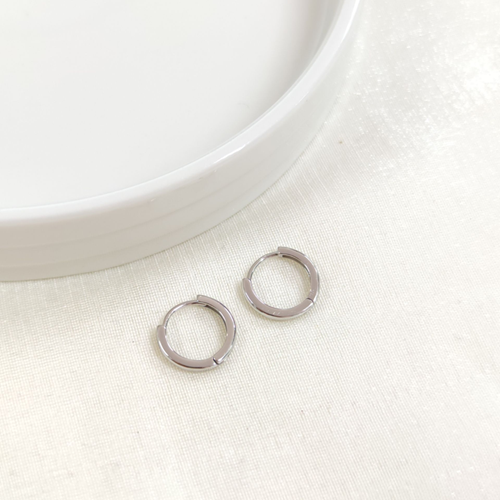 İTHAL 10 MM DÜZ GÜMÜŞ HALKA KÜPE - RODYUM BEYAZ