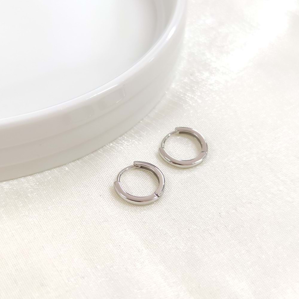 İTHAL 10 MM DÜZ GÜMÜŞ HALKA KÜPE - RODYUM BEYAZ