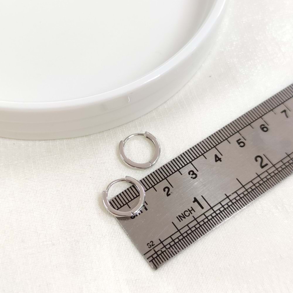 İTHAL 10 MM DÜZ GÜMÜŞ HALKA KÜPE - RODYUM BEYAZ