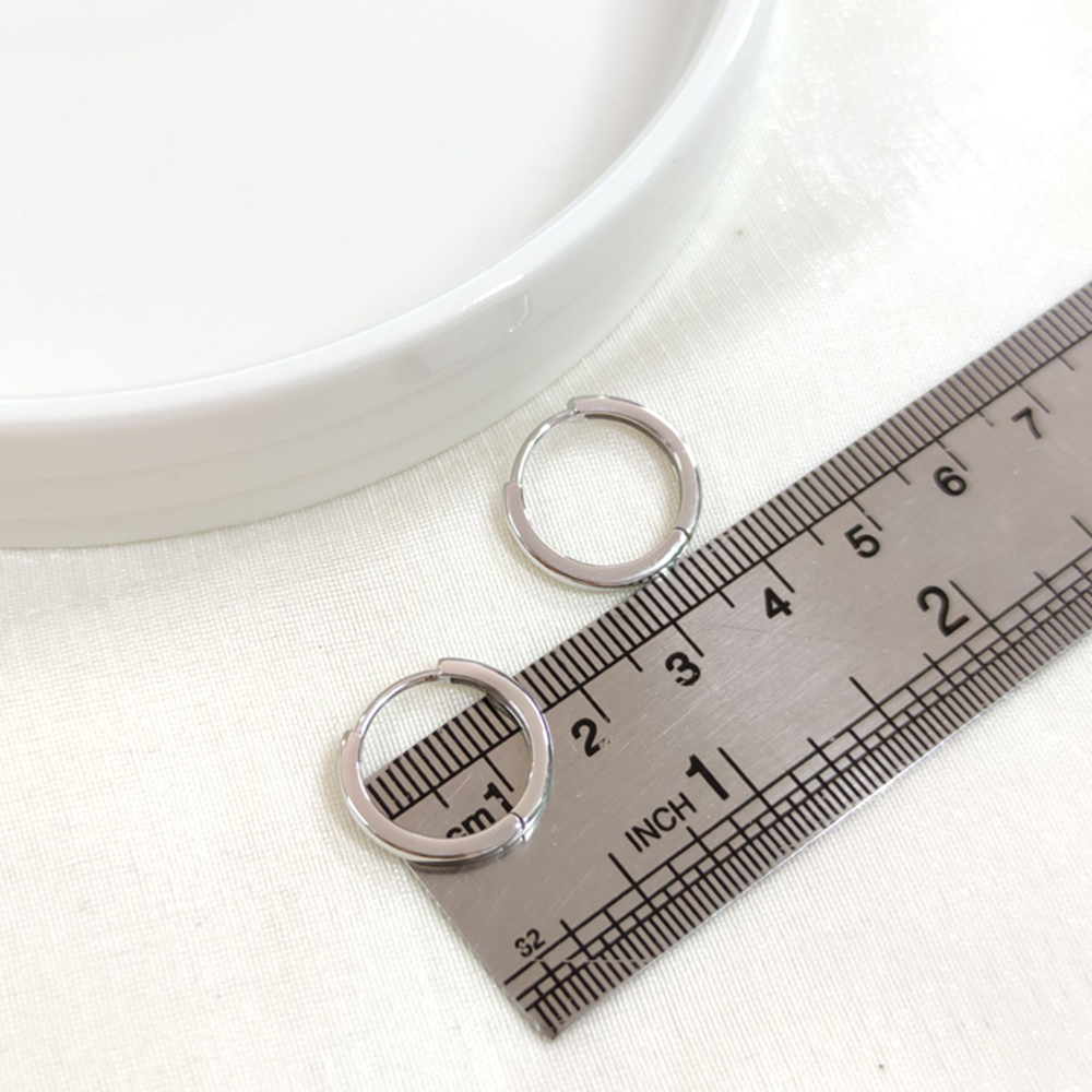 İTHAL 13 MM DÜZ GÜMÜŞ HALKA KÜPE - RODYUM BEYAZ