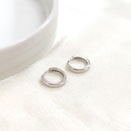 İTHAL 10 MM BOMBELİ GÜMÜŞ HALKA KÜPE - RODYUM BEYAZ