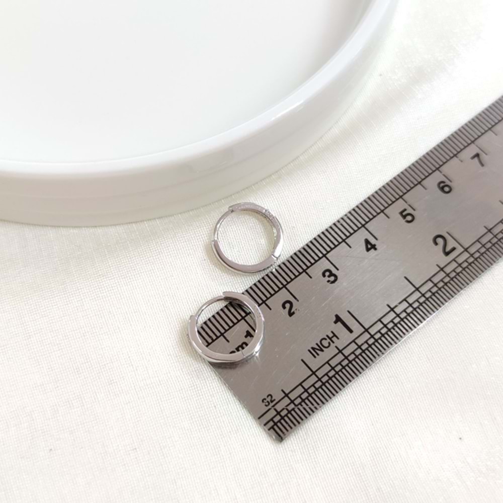 İTHAL 10 MM BOMBELİ GÜMÜŞ HALKA KÜPE - RODYUM BEYAZ