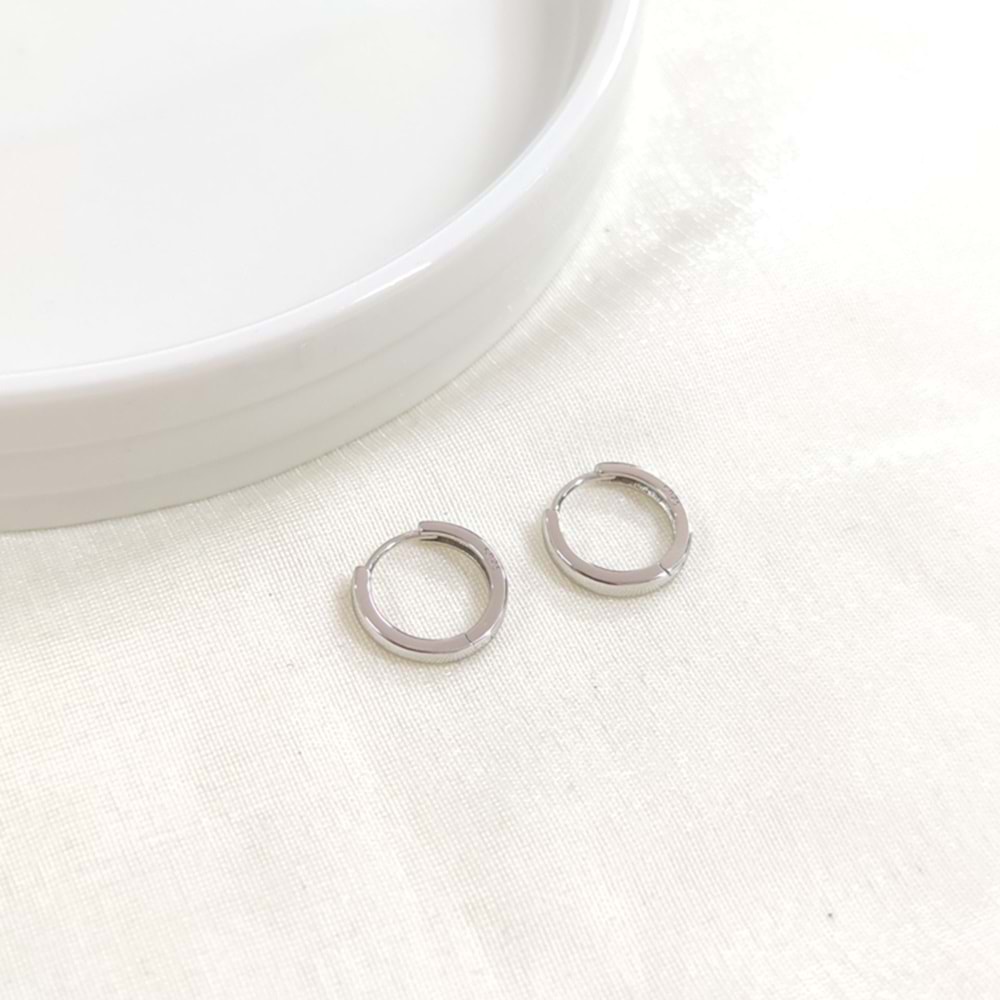 İTHAL 10 MM BOMBELİ GÜMÜŞ HALKA KÜPE - RODYUM BEYAZ