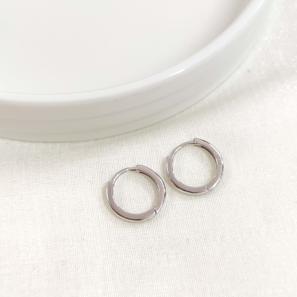 İTHAL 12 MM BOMBELİ GÜMÜŞ HALKA KÜPE - RODYUM BEYAZ