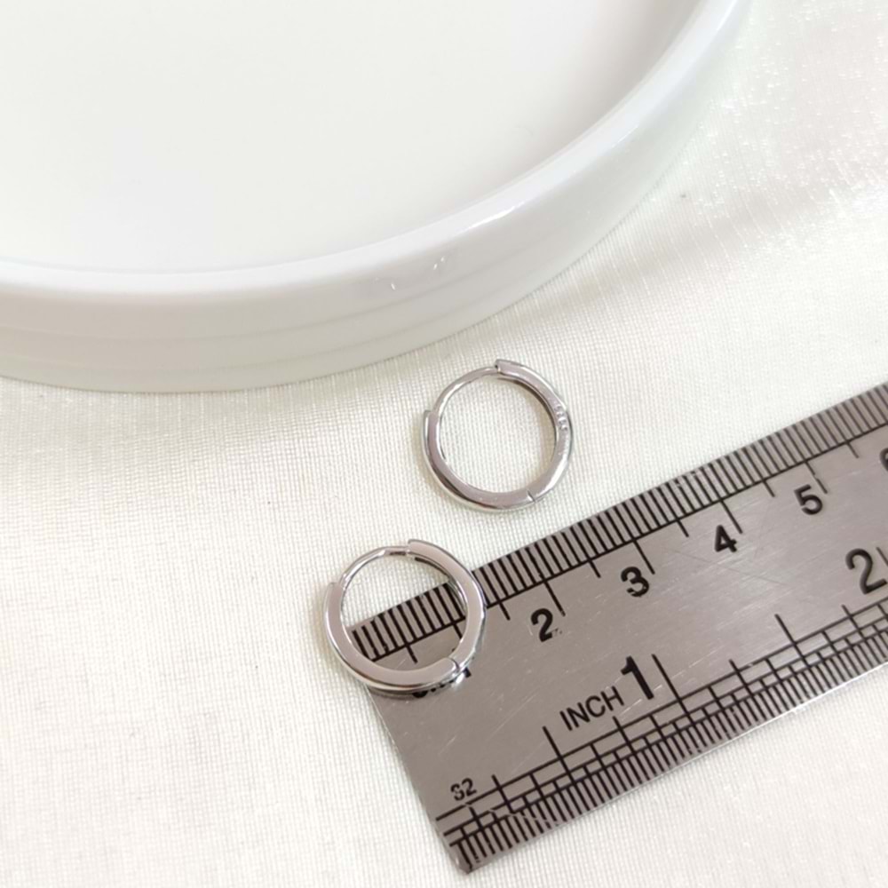 İTHAL 12 MM BOMBELİ GÜMÜŞ HALKA KÜPE - RODYUM BEYAZ