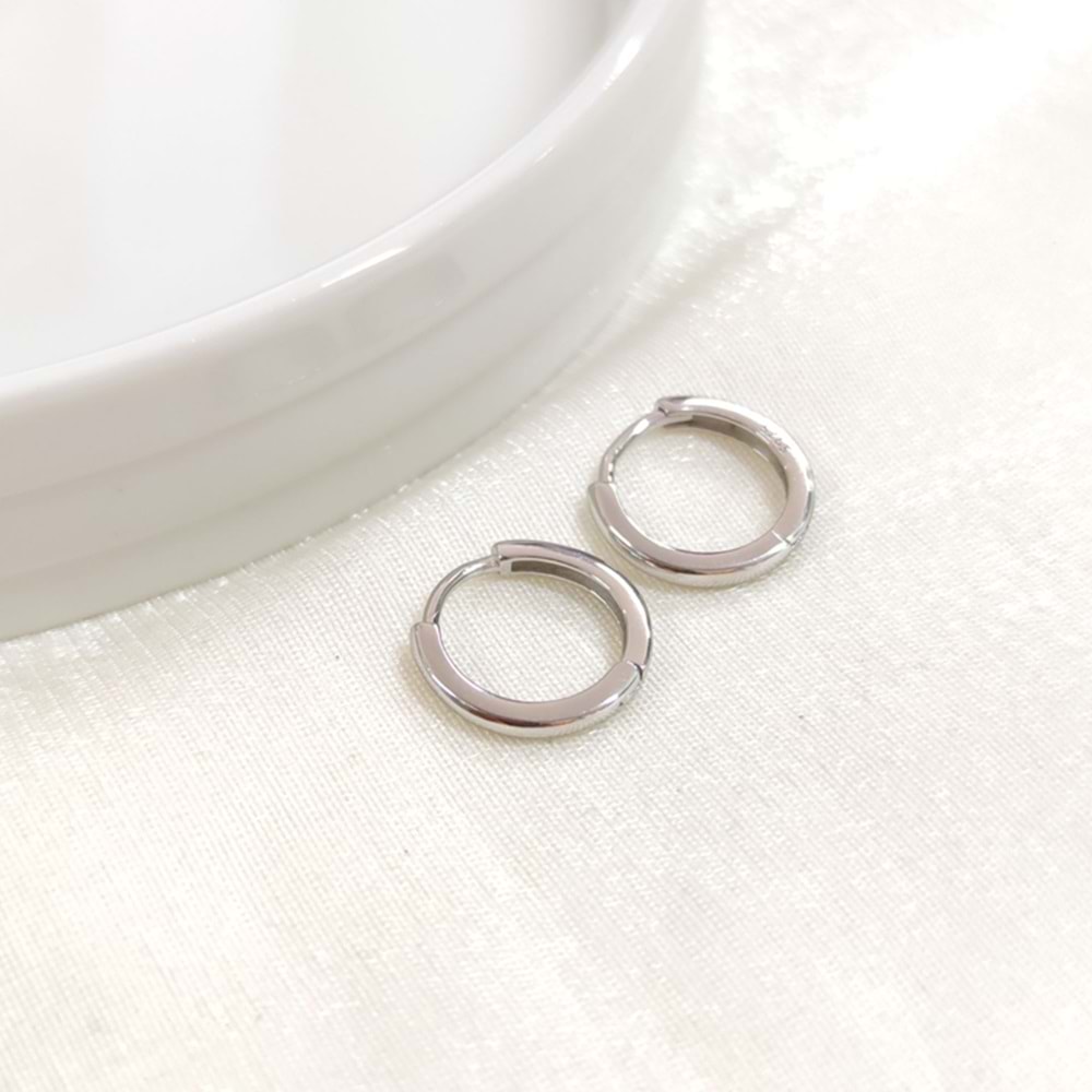 İTHAL 12 MM BOMBELİ GÜMÜŞ HALKA KÜPE - RODYUM BEYAZ