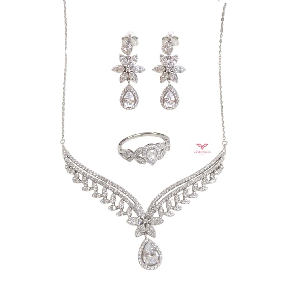 İTHAL DAMLA MONTÜR ÜÇLÜ GÜMÜŞ SET