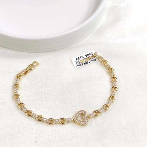 XUPING TAŞLI KALP BİLEKLİK GOLD 17+2 CM