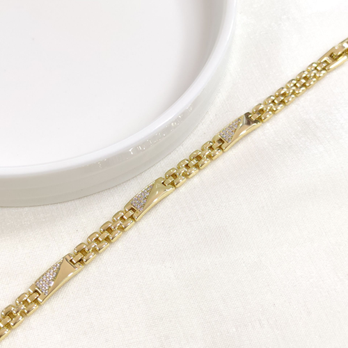 XUPING TAŞ DETAYLI PLAKA KORDON BİLEKLİK GOLD 17+2 CM