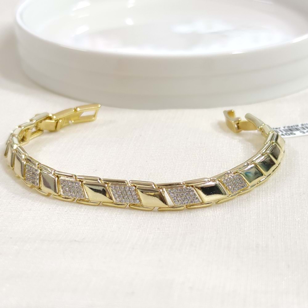 XUPING TAŞ DETAYLI BİLEKLİK GOLD 17+2 CM