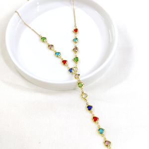 ÇELİK RENKLİ KALP Y KOLYE GOLD 55+5 CM