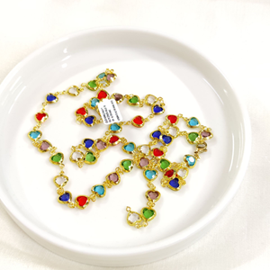 ÇELİK RENKLİ KALP Y KOLYE ZİNCİR GOLD 70 CM - ALTIN SARI