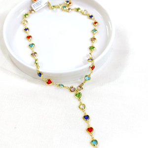 ÇELİK RENKLİ KALP Y KOLYE ZİNCİR GOLD 70 CM - ALTIN SARI