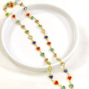 ÇELİK RENKLİ KALP Y KOLYE ZİNCİR GOLD 70 CM - ALTIN SARI