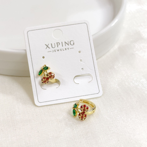 XUPING 10 MM TAŞLI KİRAZ HALKA KÜPE GOLD