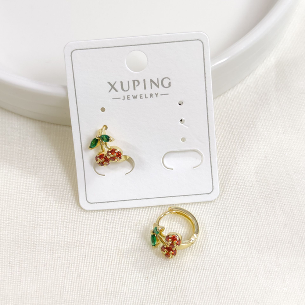 XUPING 10 MM TAŞLI KİRAZ HALKA KÜPE GOLD