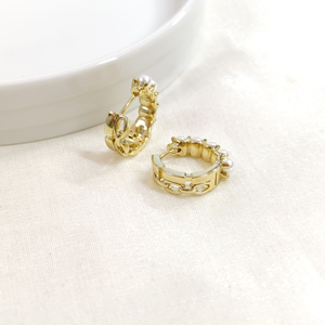 XUPING 15 MM İNCİ HALKA KÜPE GOLD