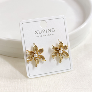 XUPING 2 CM İNCİ ÇİÇEK ÇİVİ KÜPE GOLD