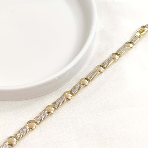 XUPING TAŞLI 5 MM DÜĞME BİLEKLİK GOLD 17+2 CM