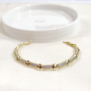 XUPING TAŞLI 5 MM DÜĞME BİLEKLİK GOLD 17+2 CM