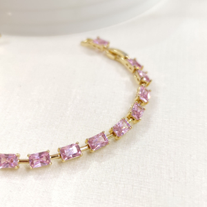 XUPING PEMBE TAŞLI BAGET BİLEKLİK GOLD 17+2 CM