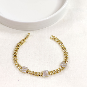 XUPING TAŞ DETAY GURMET ZİNCİR BİLEKLİK GOLD 17 CM