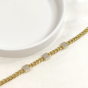 XUPING TAŞ DETAY GURMET ZİNCİR BİLEKLİK GOLD 17 CM