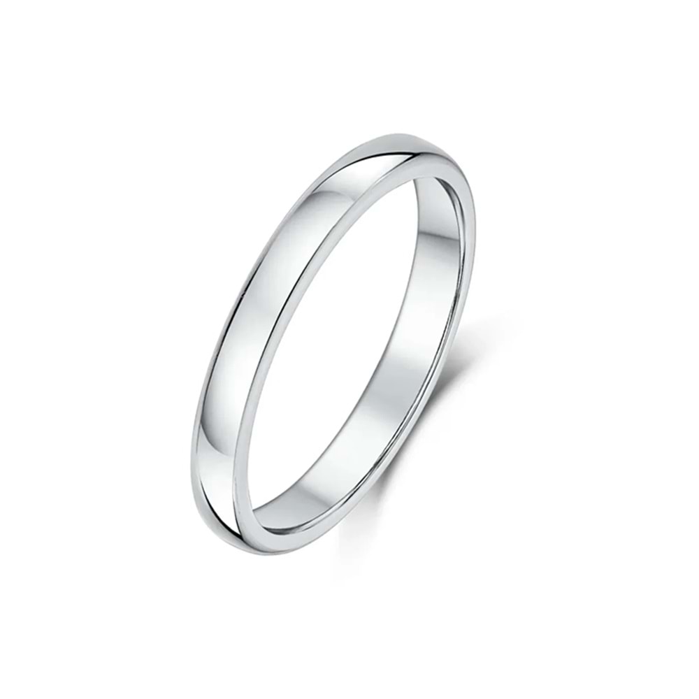3 MM KLASİK BOMBELİ GÜMÜŞ ALYANS - RODYUM BEYAZ - 19
