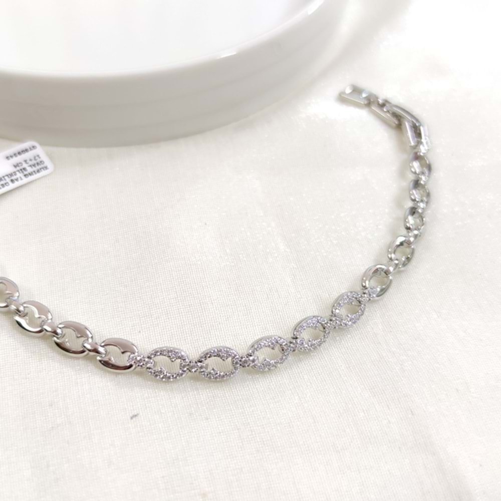 XUPING TAŞ DETAYLI OVAL BİLEKLİK BEYAZ 17+2 CM