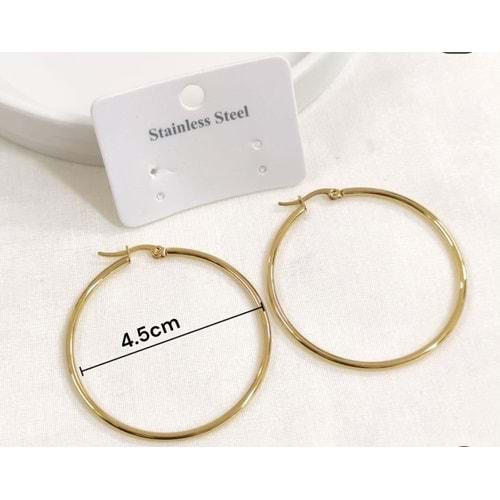 ÇELİK 45 MM DÜZ HALKA KÜPE - ALTIN SARI