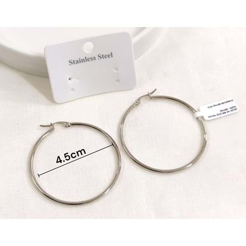 ÇELİK 45 MM DÜZ HALKA KÜPE - BEYAZ