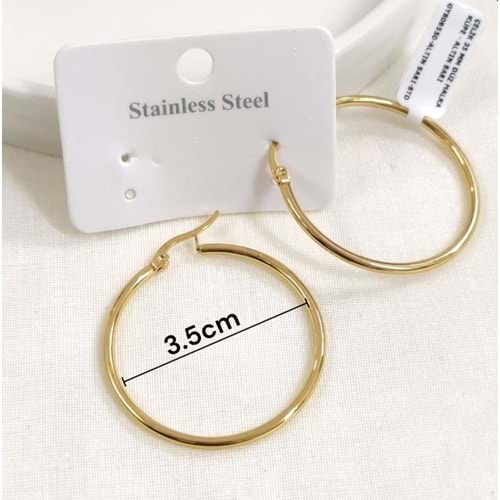 ÇELİK 35 MM DÜZ HALKA KÜPE - ALTIN SARI