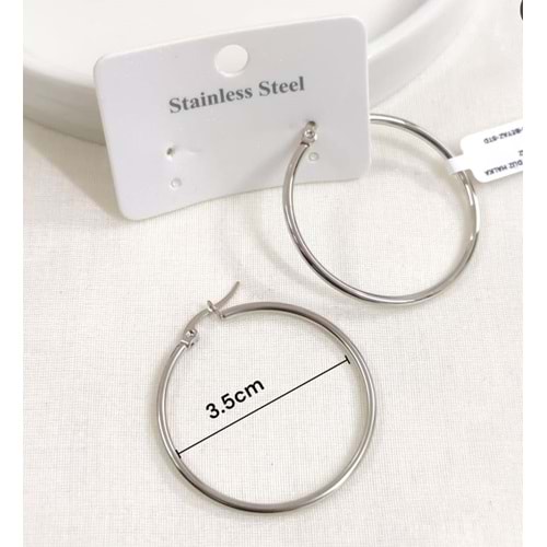 ÇELİK 35 MM DÜZ HALKA KÜPE - BEYAZ