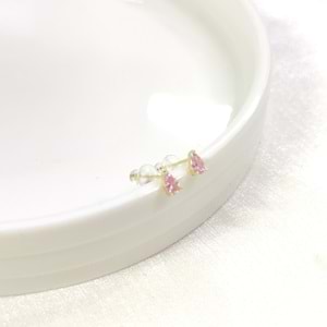 İTHAL 5 MM SOFT PEMBE DAMLA TAŞ GÜMÜŞ ÇİVİ KÜPE