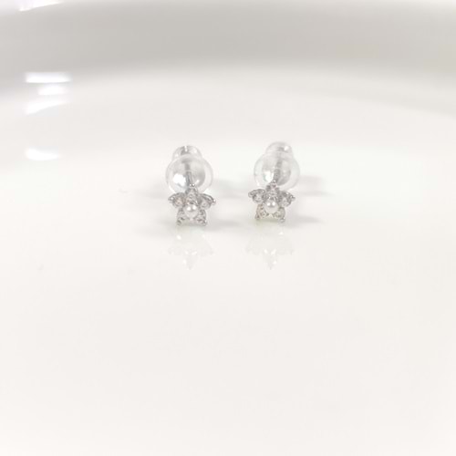 İTHAL 5 MM İNCİ DETAY ÇİÇEK GÜMÜŞ ÇİVİ KÜPE