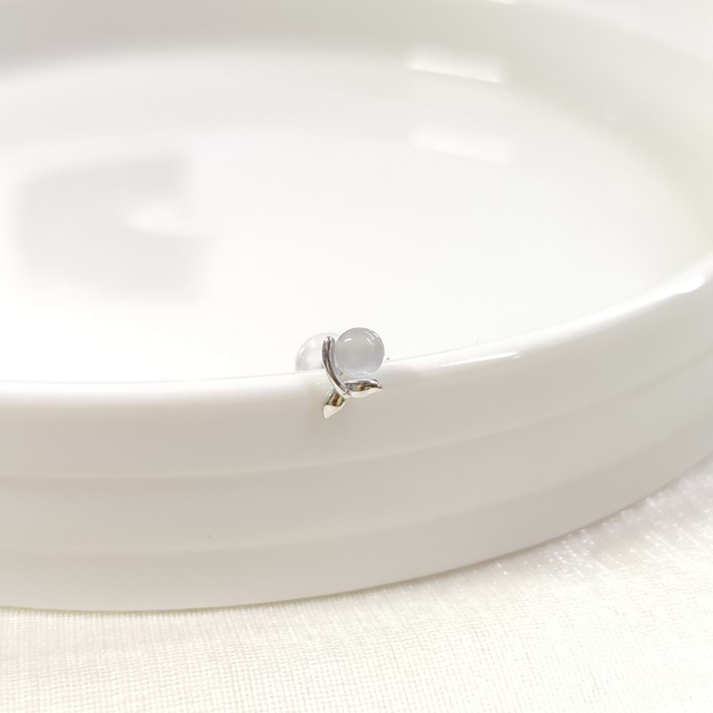 İTHAL 5 MM SEDEF TOP KUYRUK TEKLİ GÜMÜŞ ÇİVİ KÜPE