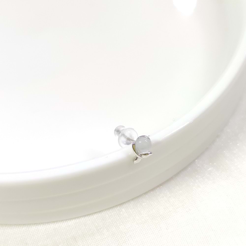 İTHAL 5 MM SEDEF TOP KUYRUK TEKLİ GÜMÜŞ ÇİVİ KÜPE