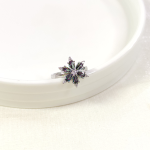 MİSTİK TOPAZ ÇİÇEK LOTUS GÜMÜŞ YÜZÜK AYARLANABİLİR